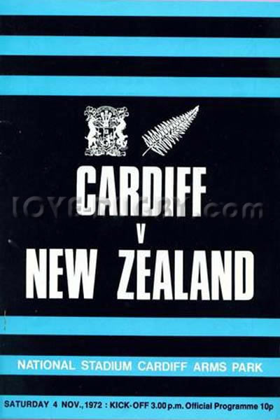 1972 Cardiff v New Zealand  Rugby Programme